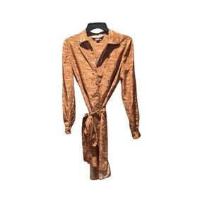 Diane Von Furstenberg Prita Silk Shirt Dress in Cork Print Size 0